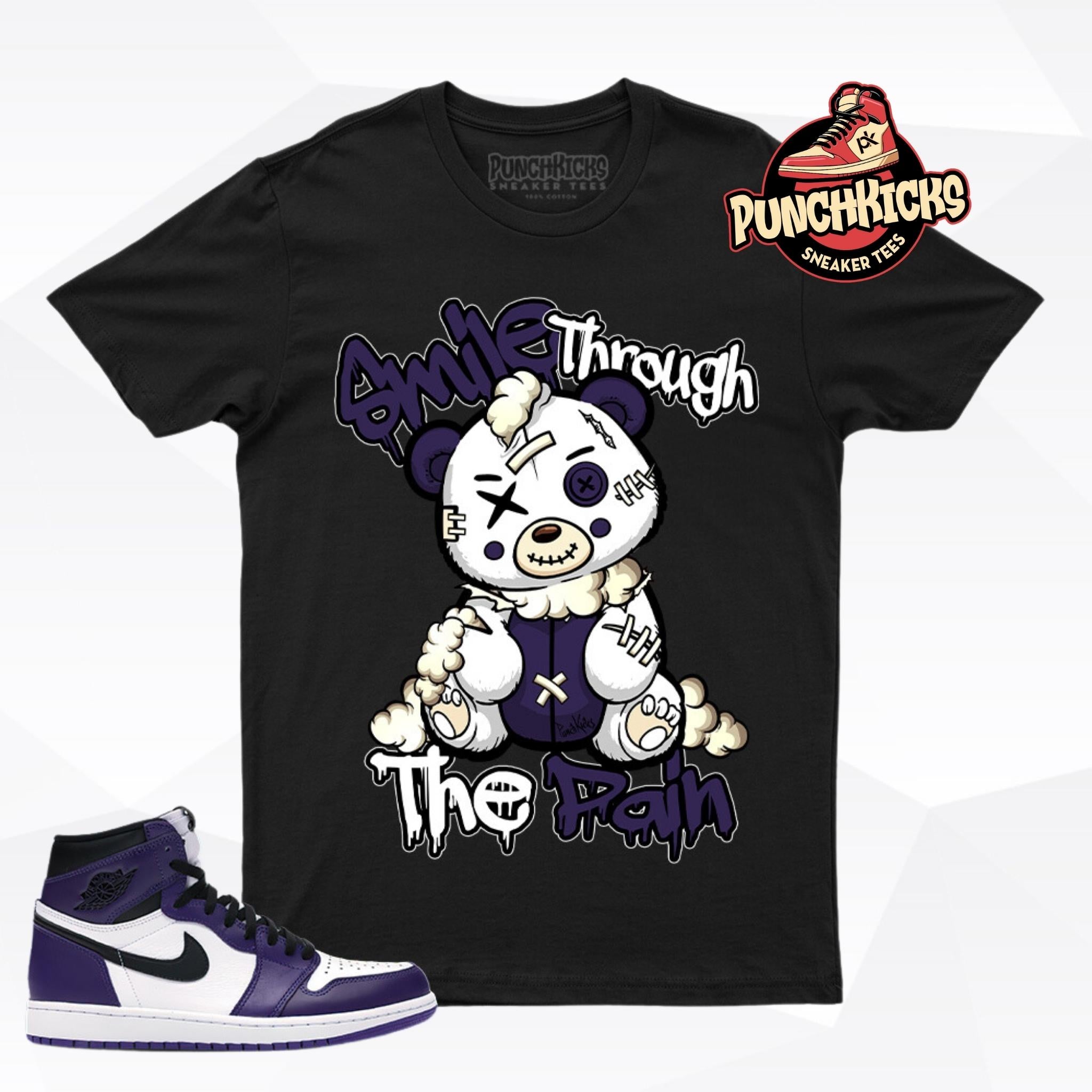 Smile Through The Pain  - Jordan 1 Court Purple White T-Shirt